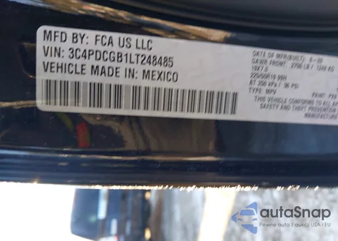 2020 Dodge Journey Crossroad z USA, uszkodzony, nr VIN 3C4PDCGB1LT248485